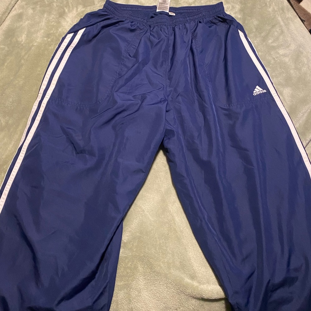 Navy Adidas windbreaker pants